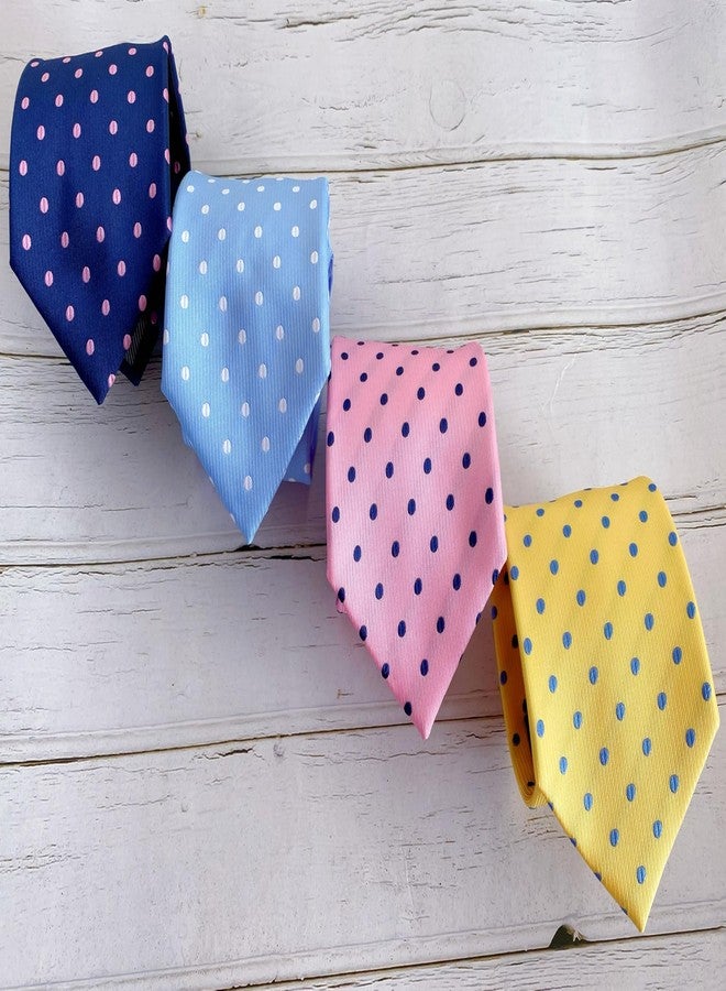 KissTies Yellow Blue Polka Dot Tie Mens Necktie Wedding Ties + Gift Box - Image 3